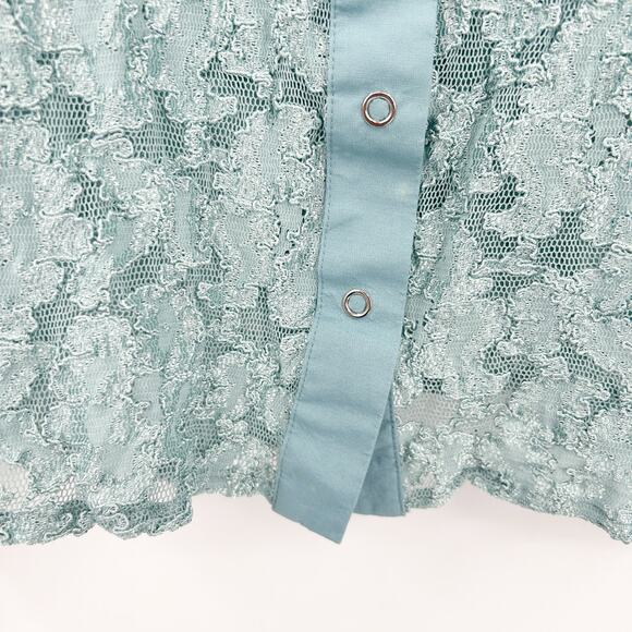 INC International Concepts Womens Y2K Fairycore Sheer Lace Snap Shirt Size 1X - Picture 5 of 6